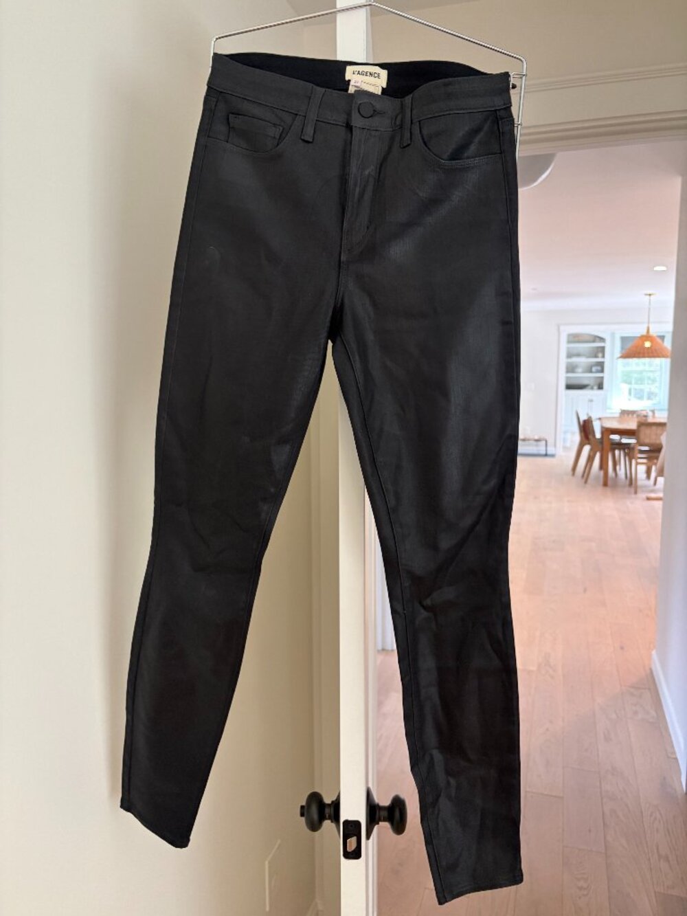 L'Agence Marguerite Coated Skinny Jean in Black Coated